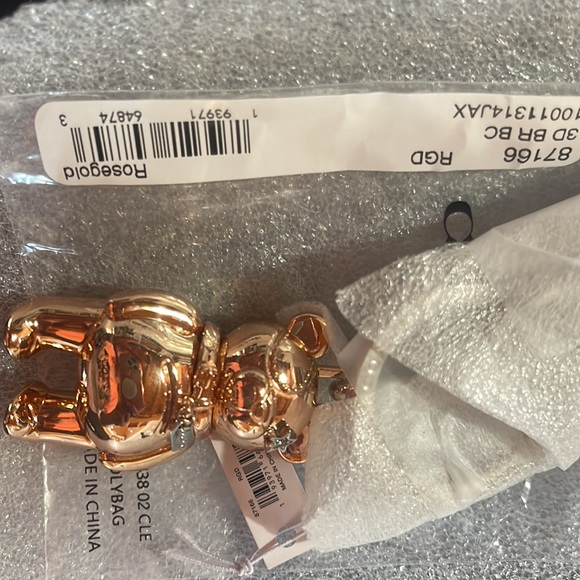 Coach Rose Gold Teddy Bear Key Chain - Picture 4 of 6